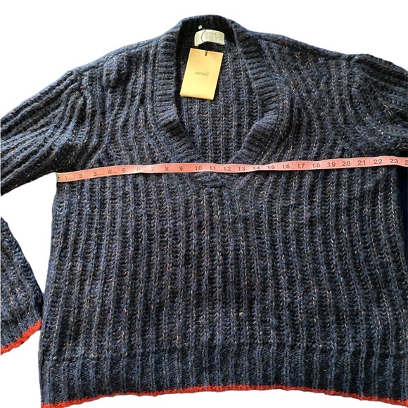 La Ligne Fuzzy Wuzzy V Neck Sweater, Navy, Large, Alpaca/wool/cotton (NWT) - Picture 11 of 16